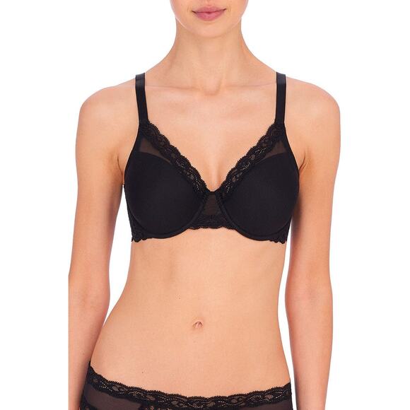 Natori Women's Feathers Lace Contour Underwire Plunge Bra Black Size 34D NWT